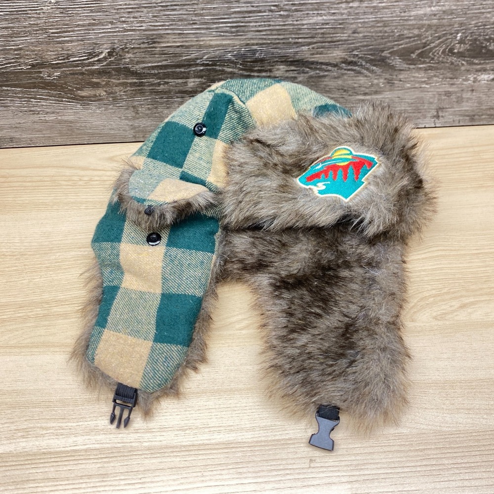 Minnesota‎ Wild Hat Cap Trapper NHL Hockey Faux Fur Lined Ear Flaps One Size